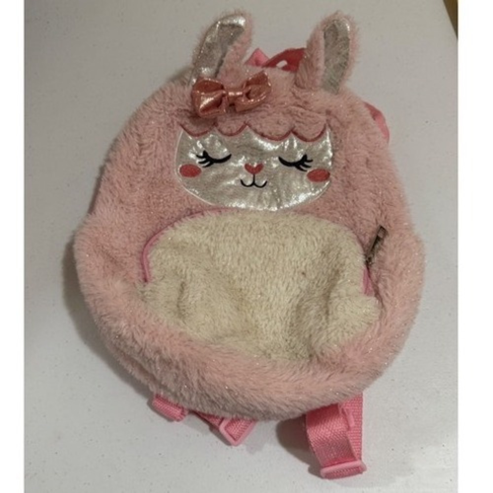Hobby Lobby Pink Plush Llama Mini Backpack Faux Fur Sparkle Girls Bag